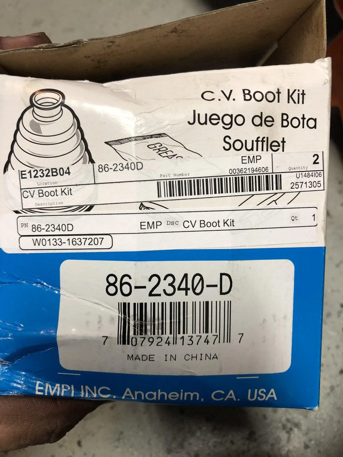 CV Axle Inner & Outer Boot 6 Piece Kit-Acura-INC. 4 CLAMPS-Integra GS-R +GREASE2
