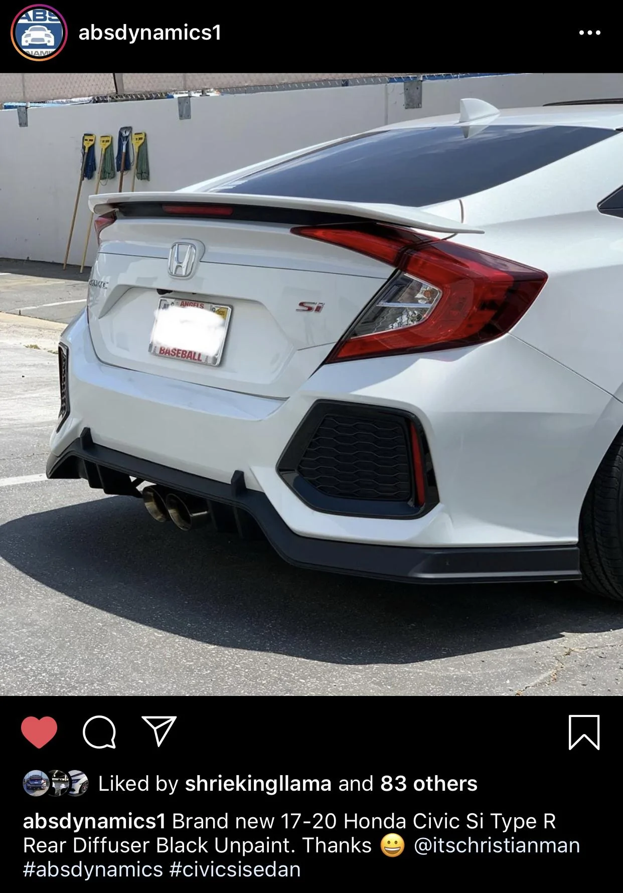 New Type-R Style Rear Diffuser for 10th Gen Si Sedan from ABS Dynamics ...