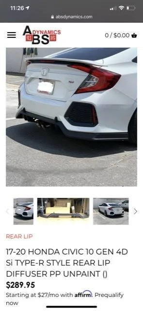 Pennsylvania - FS: ABSdynamics Type-r Style Rear Lip Diffuser for 10th ...