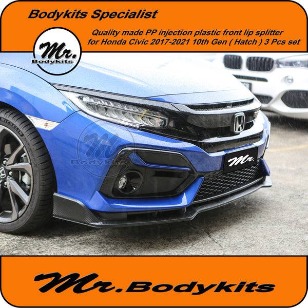 Type-R Style Carbon Fibre Texture Front Lip For Honda Civic Hatchback ...