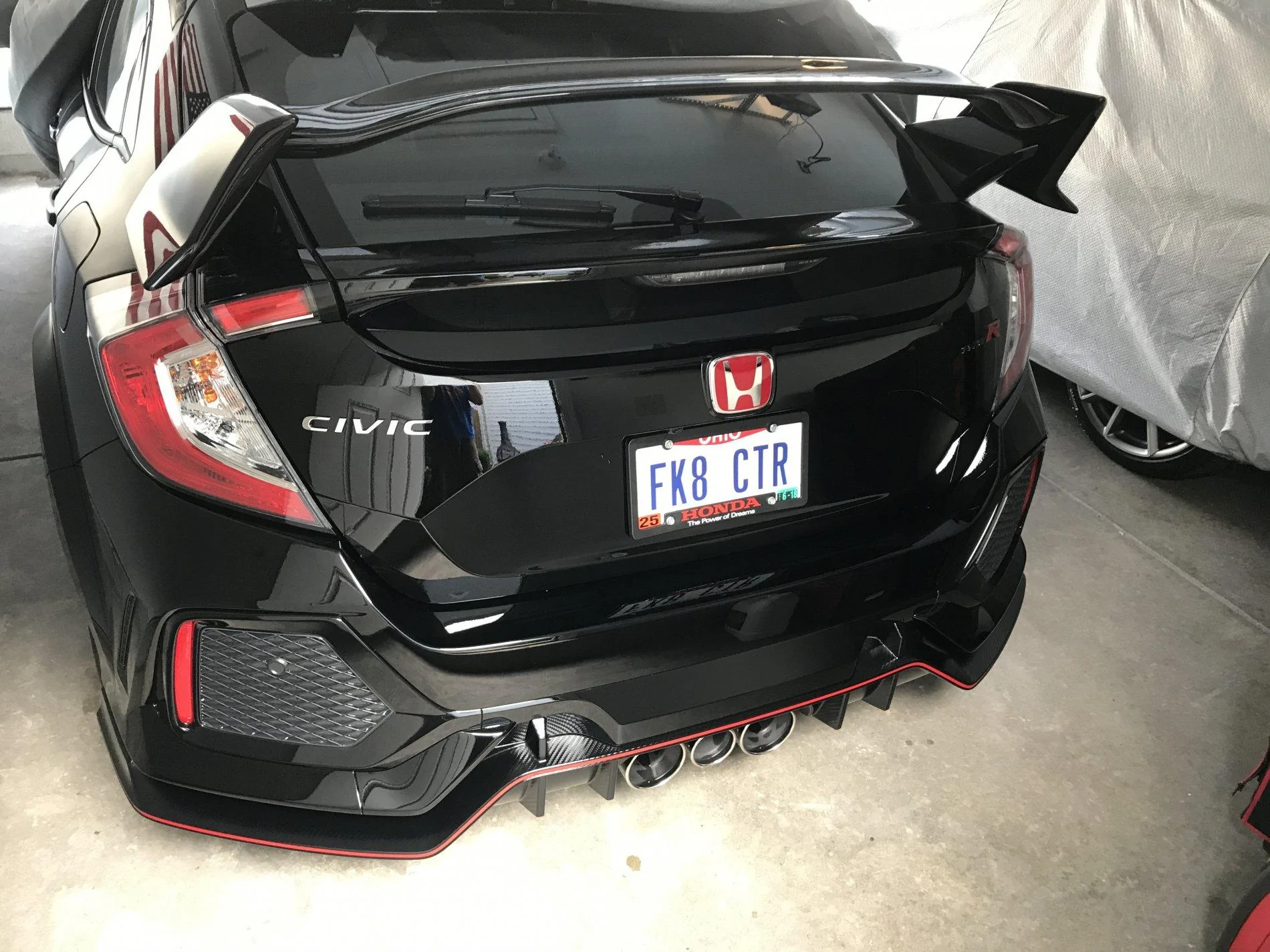 Black Engraved License Plate Frame For Honda Civic SI - Custom Hand Painted