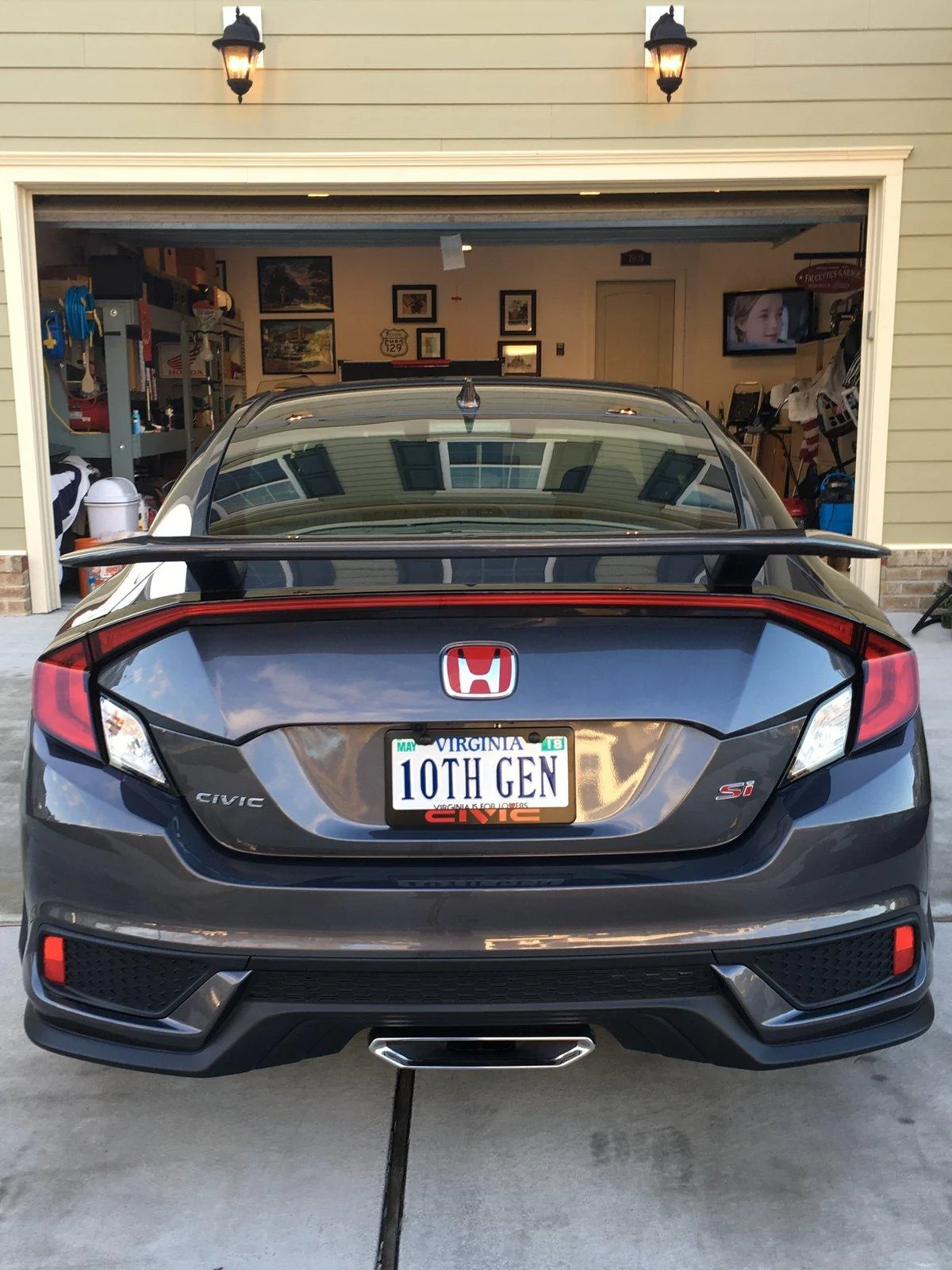 Black Engraved License Plate Frame For Honda Civic SI - Custom Hand Painted